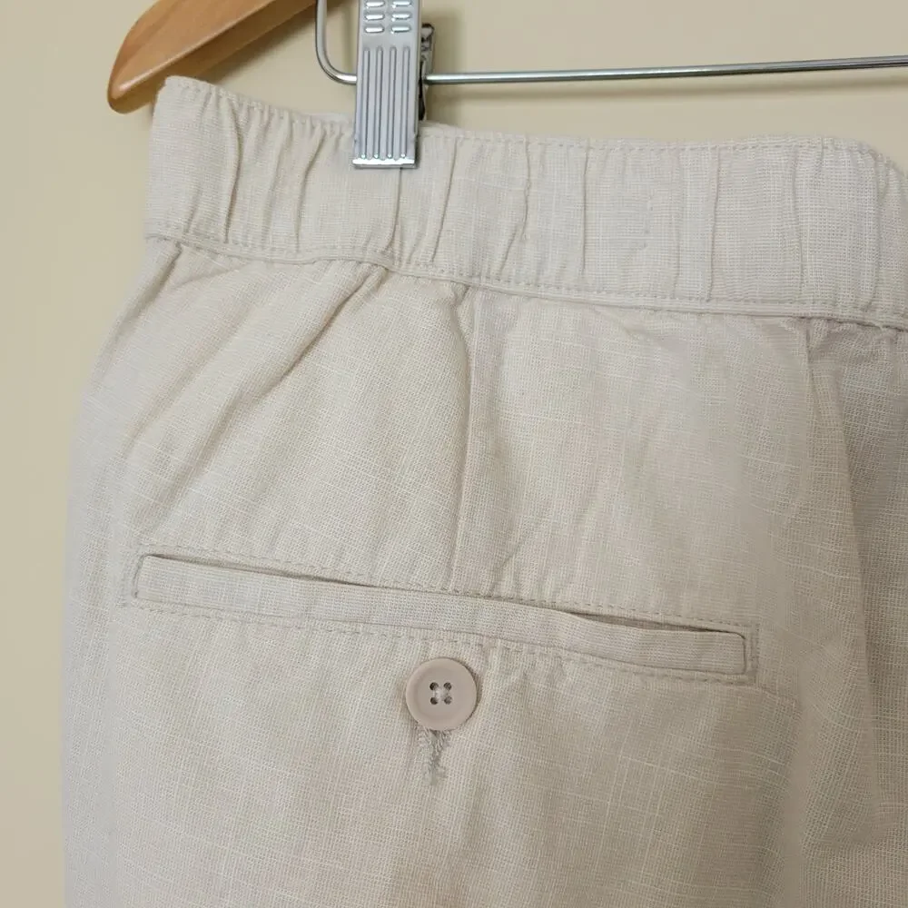 NWT H&M Size M Regular Fit Cotton Pants High Rise Straight Elastic Adjustable